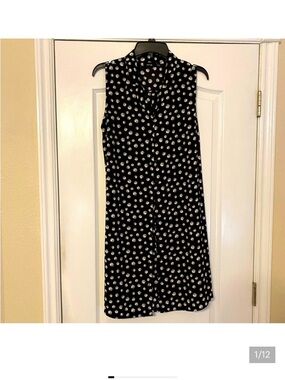 Apt. 9 Black Sleeveless Polka Dot Shirt Dress